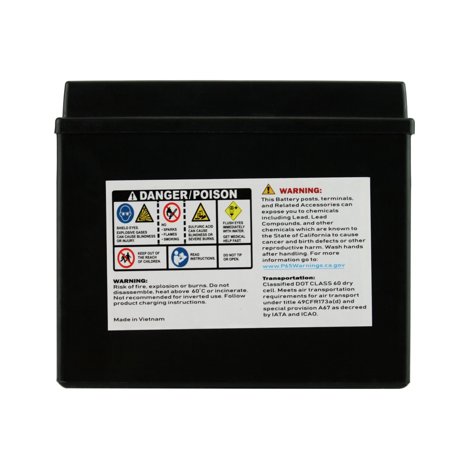 PowerStar YTX12-BS Battery For Suzuki VL800 Intruder Volusia 2001-2004