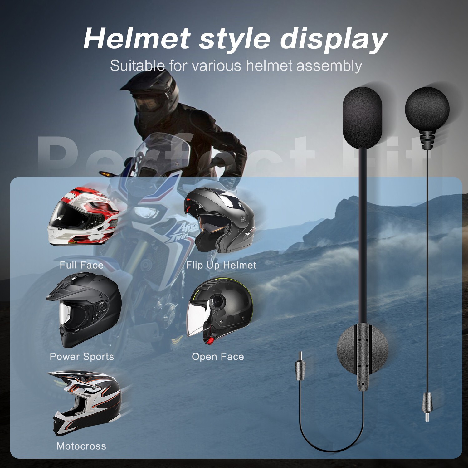 2x M1-S Pro Motorcycle Intercom 2000m 8 Riders Bluetooth Helmet Headset + Mic