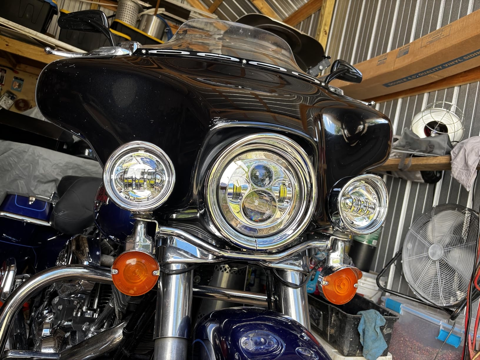 7 Inch 140W LED Headlight Hi/Lo + 2Pcs 4.5Inch 80W Fog Light for Harley Davidson