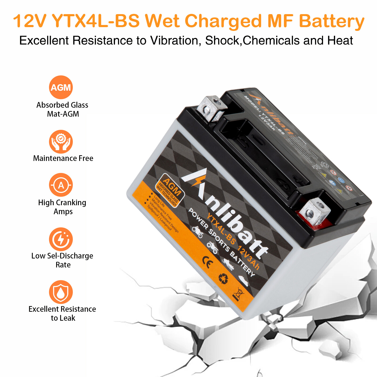 YTX4L-BS Battery AGM High Performance Maintenance Free Replace Motorcycle ATV