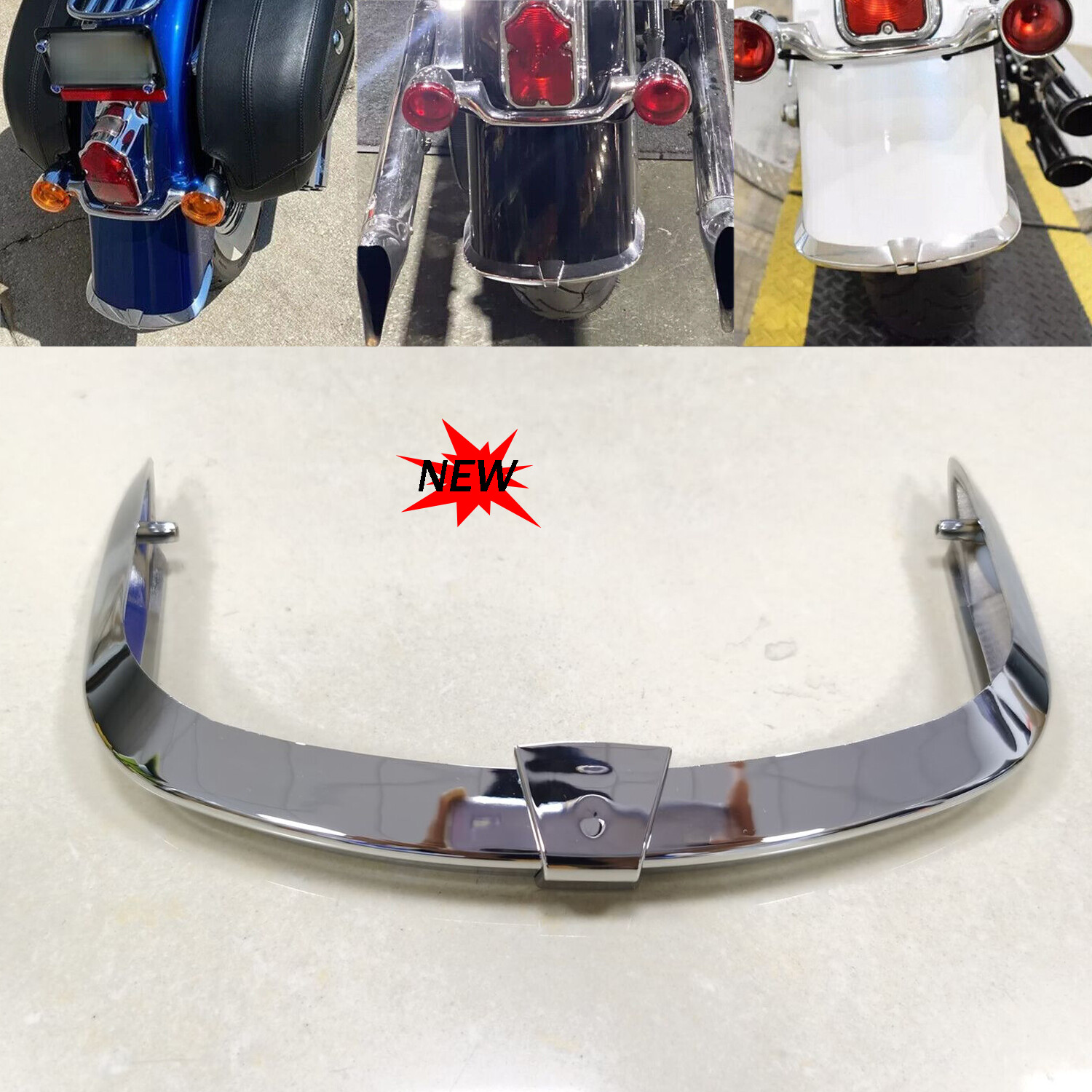 Chrome Rear Fender Mudguard Tip Trim For Harley Softail Deluxe FLSTN model 05-17