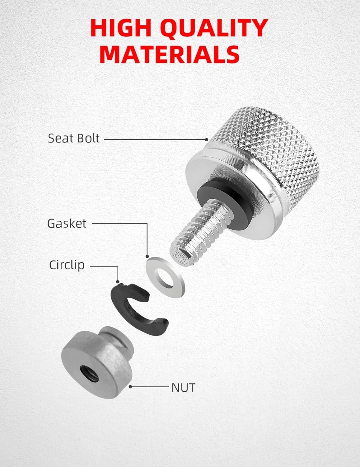 Chrome Stainless Steel Seat Bolt Nut Kit Compatible for Harley Davidson 1996-…