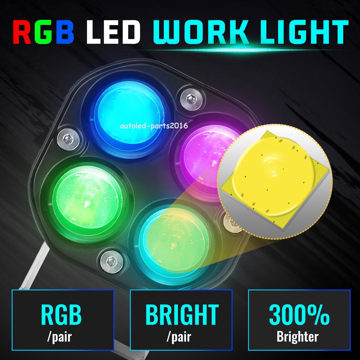2x LED Work Light Bar Spot Pods Off Road Driving Auxiliary Fog Lamp Yellow White