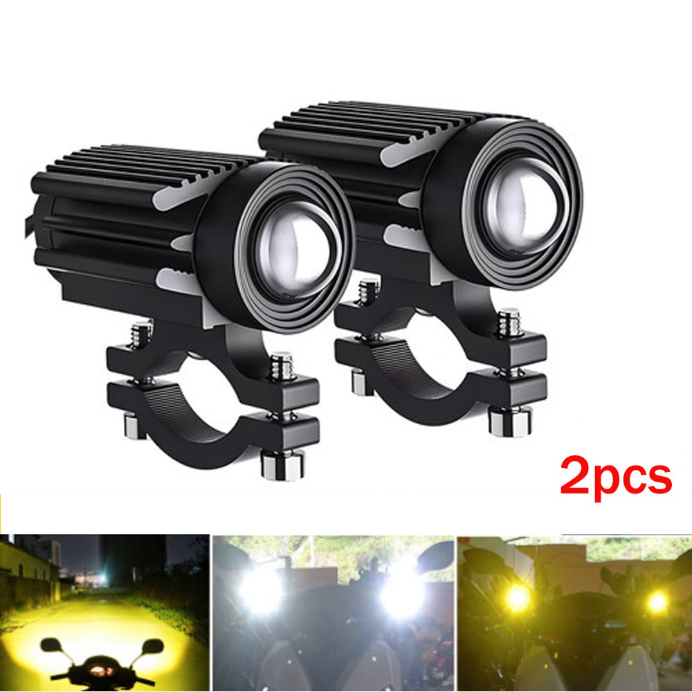 2x Motorcycle LED Spot Lights Headlight Driving Fog Auxiliary Lamp Amber White