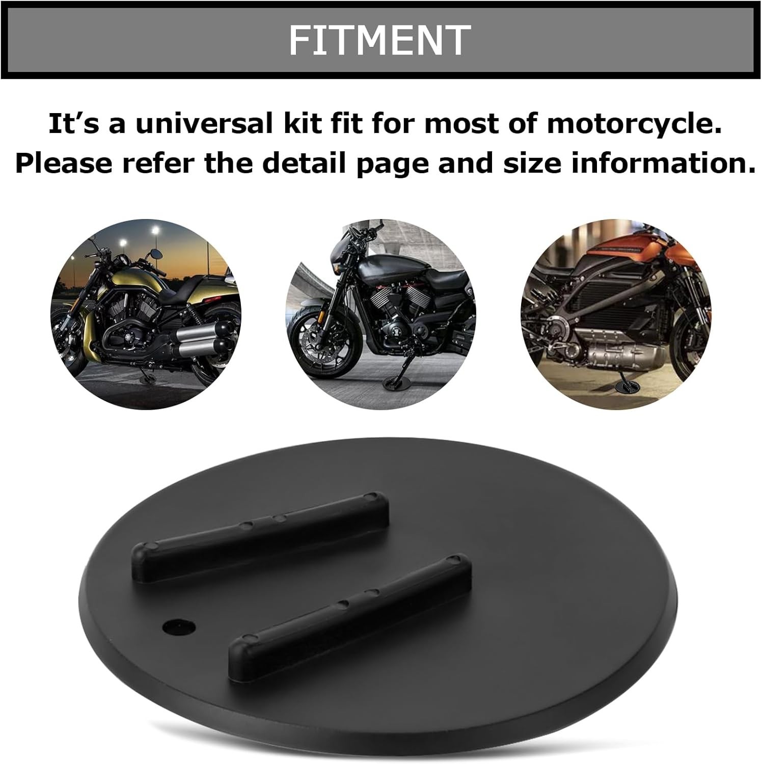PSLER Motorcycle Kickstand Pad Kick Stand Coaster Puck Parking Black