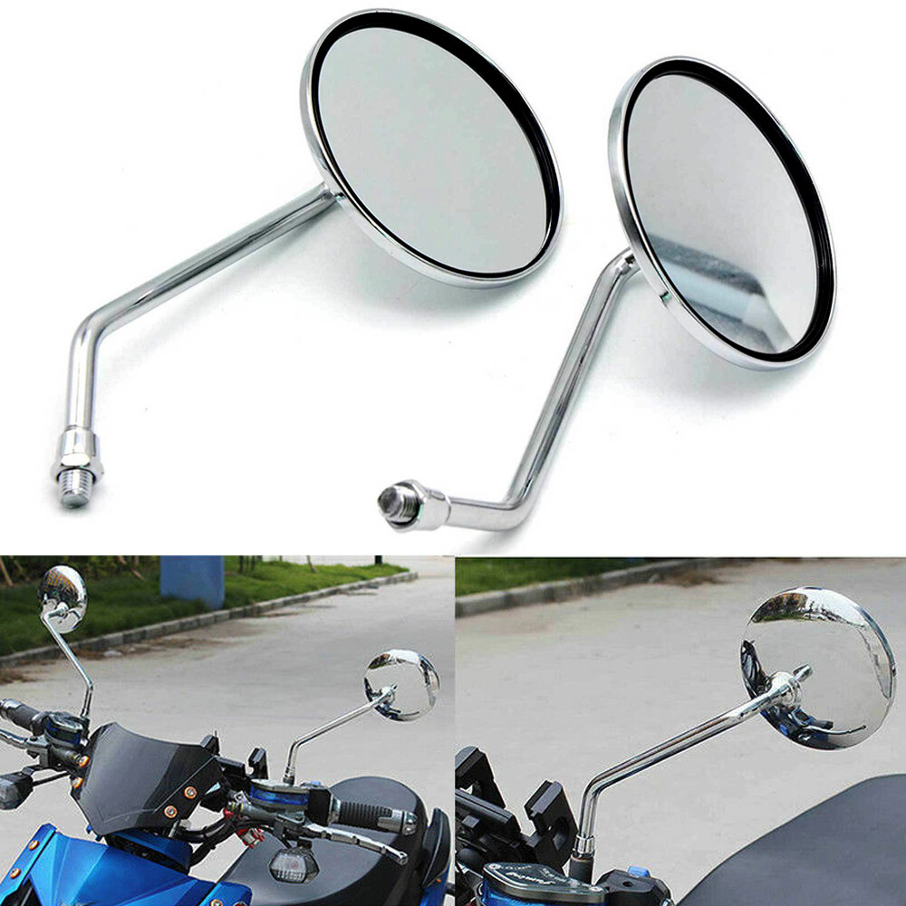 Motorcycle Classic Chrome Round RearView Side Mirrors 10mm Universal For Honda