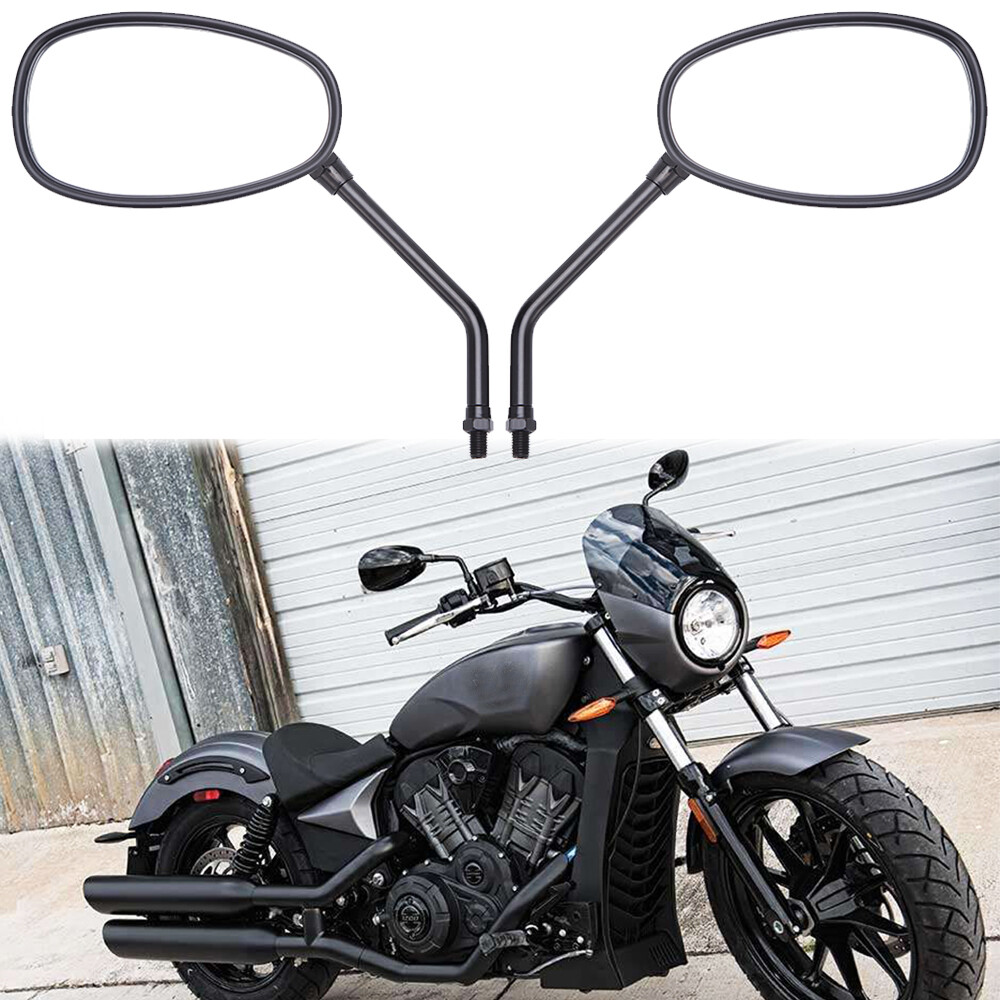Pair Black Oval Motorcycle Rear View Mirrors For Victory Cross Country/ Octane
