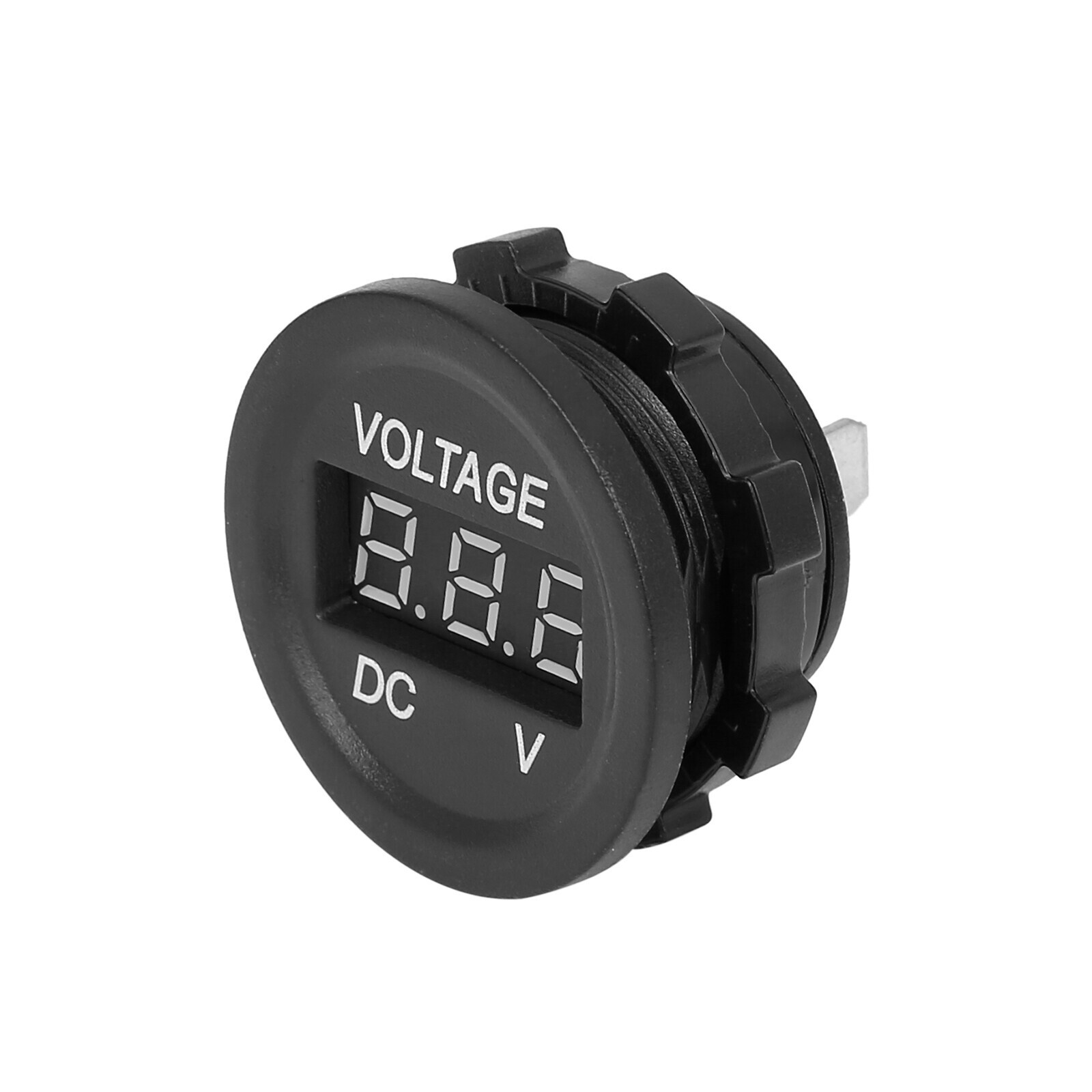 Motorcycle Car DC 12V 24V Voltmeter Orange LED Light Digital Round Panel