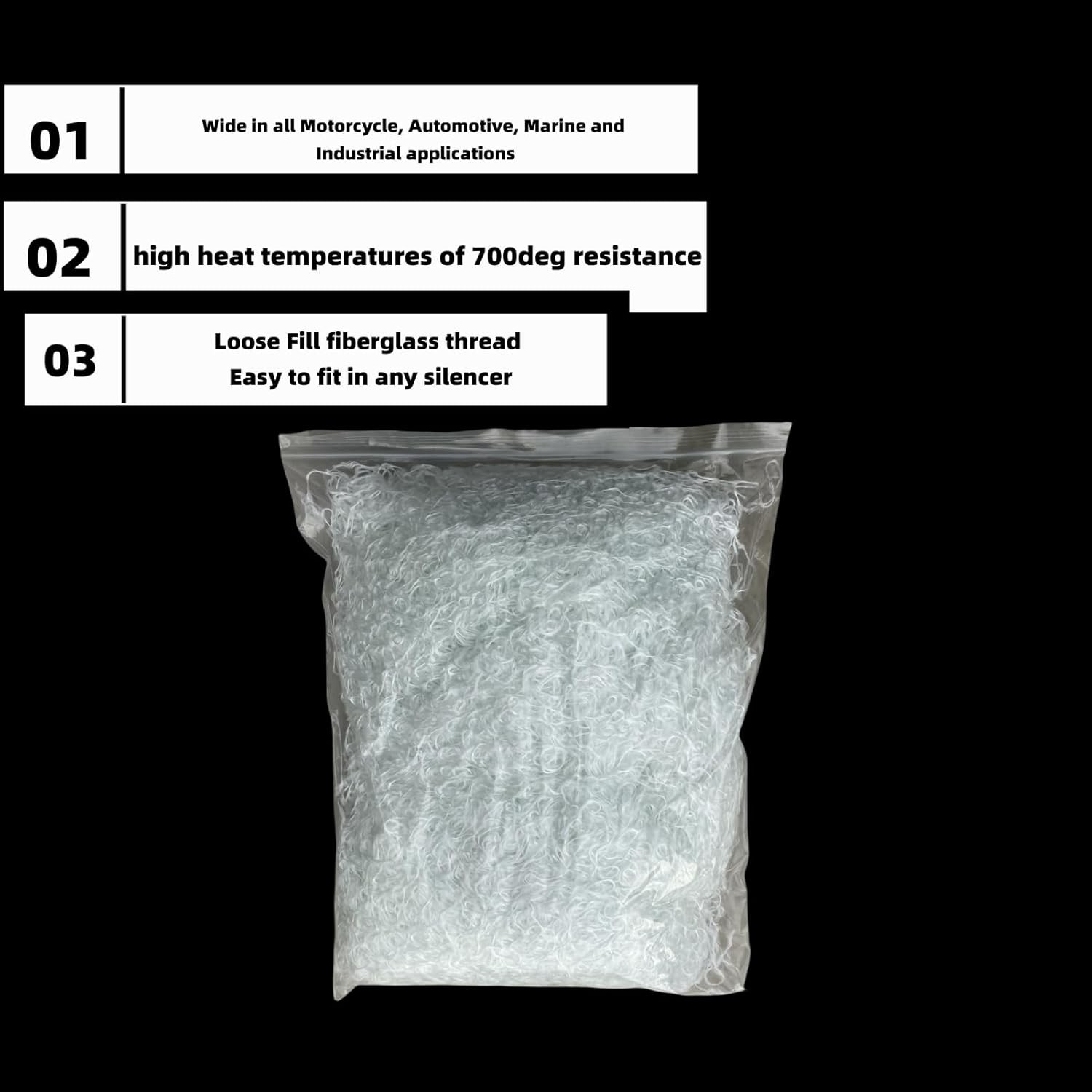 Exhaust Packing Muffler Material Fluff for 2 and 4-Stroke ATV Motorcycle Repack