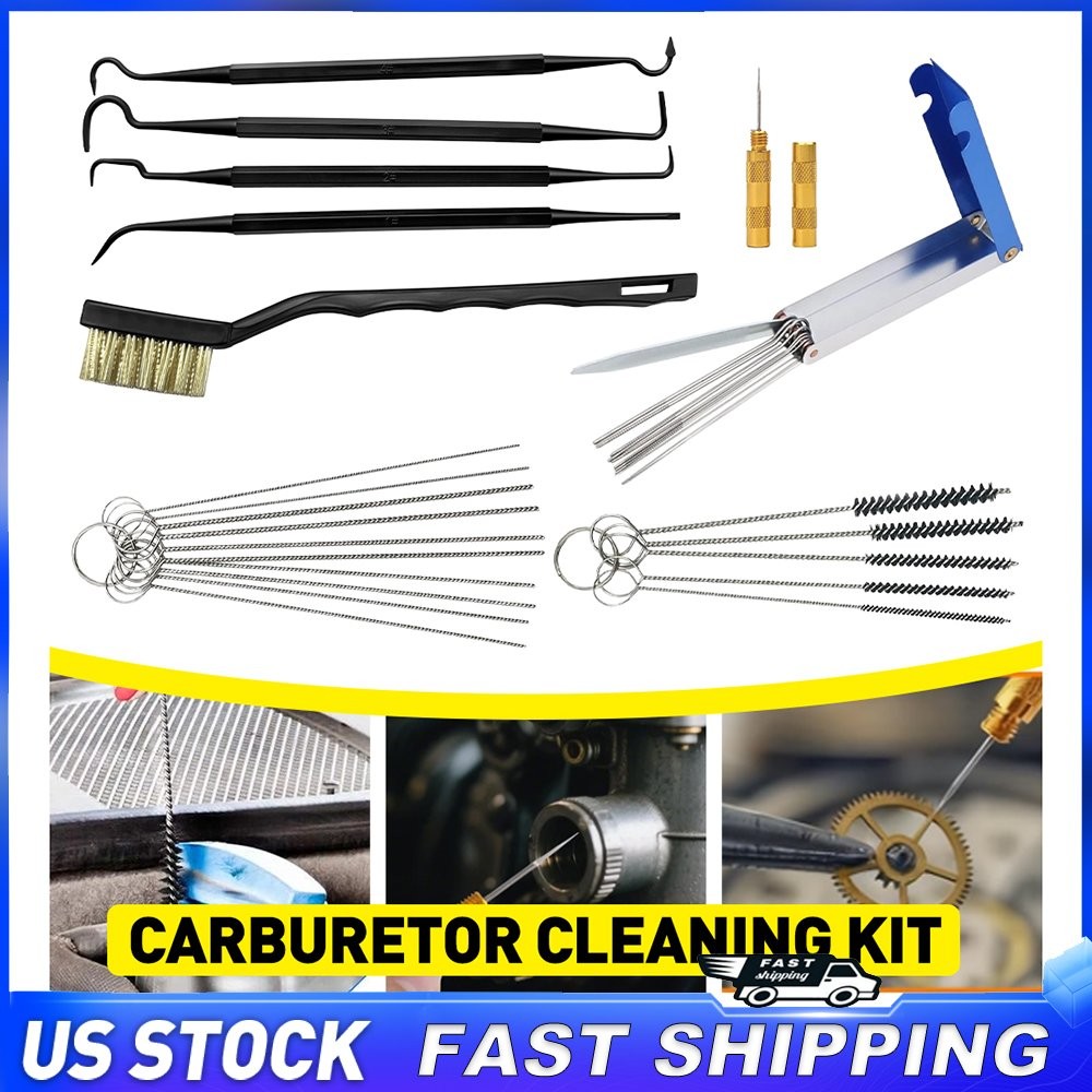Carburetor Cleaning Brushes Wire Cleaner Tool Kit ATV Motorcycle Small-Engine