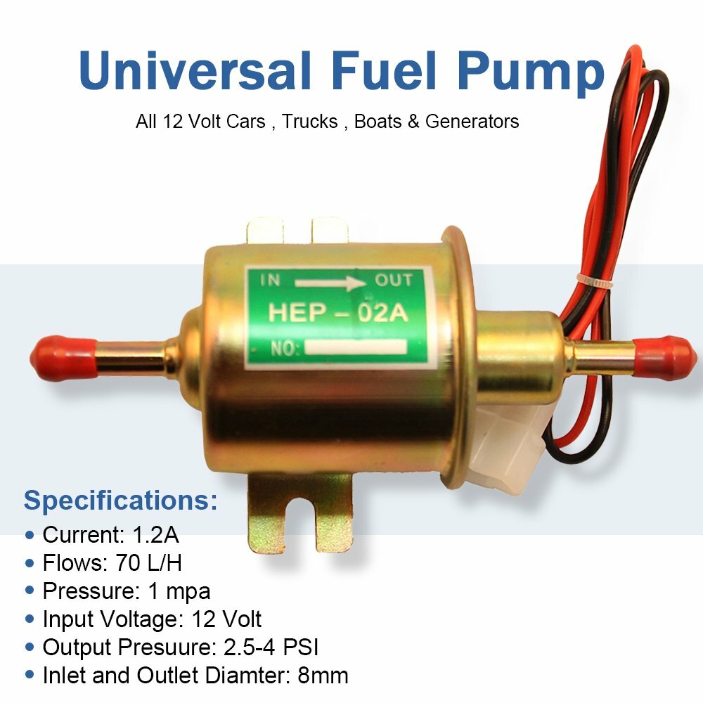 Universal 2.5-4psi Low Pressure Electric Fuel Pump Gas Diesel Inline 12V HEP-02A