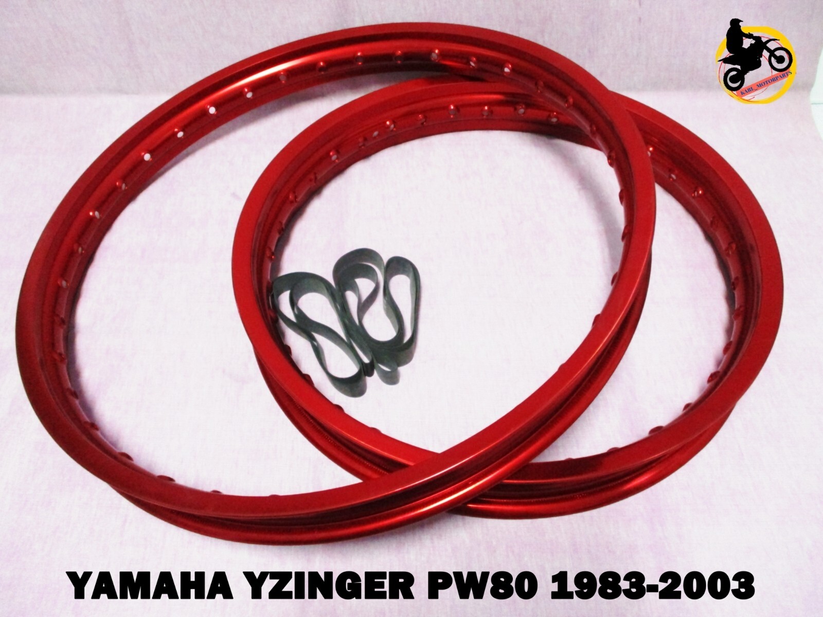 YAMAHA YZINGER PW80 1983-2003 F & R ALUMINIUM RED WHEEL RIM SET *nan4990*