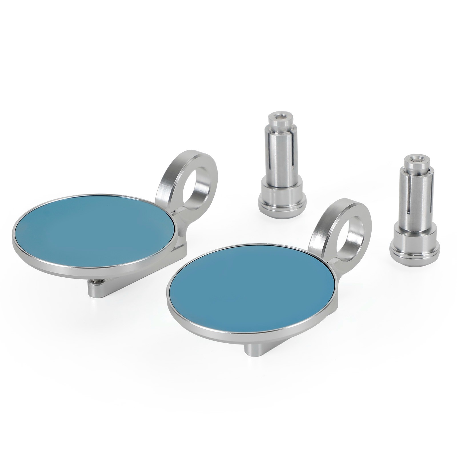 🚀Pair Rear View Round BAR End Mirror 7/8″-1″ Handleba Silver Aluminum Universal