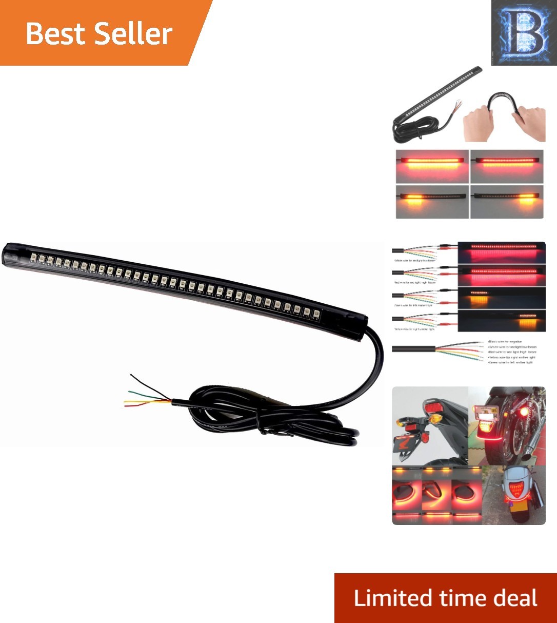 Durable 32 LED Light Strip – Perfect for Motorcycle Tail Lights and Signal Use