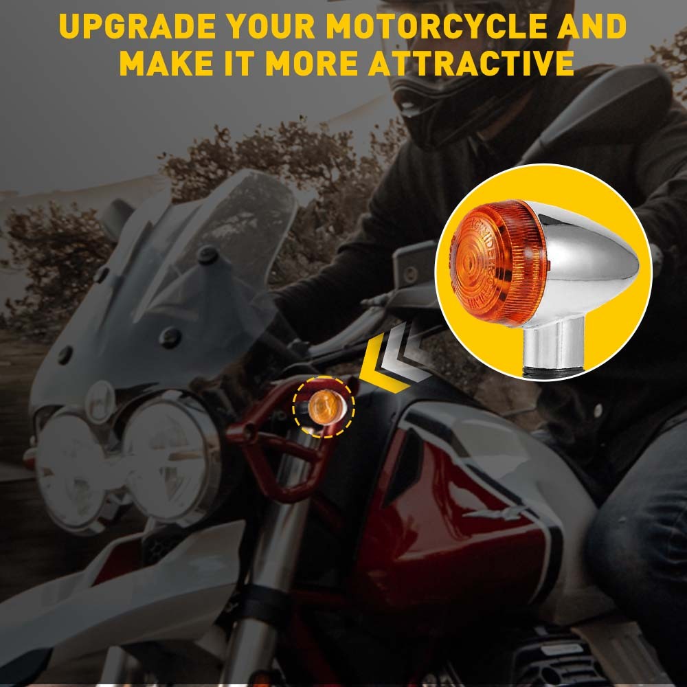 1 Pair Motorcycle Turn Signals Blinker Light Chrome Amber For Kawasaki Honda