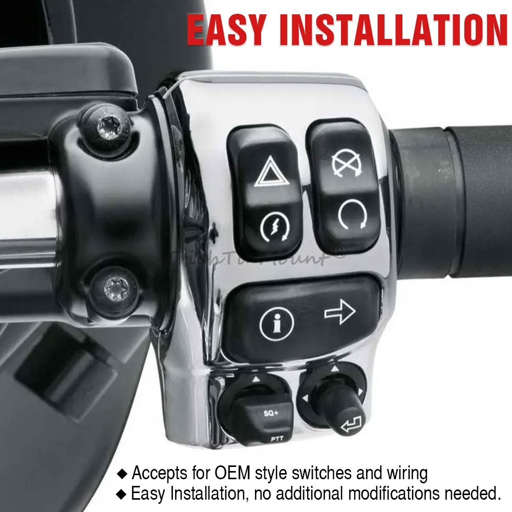 Chrome Handlebar Control Switch Housing Cover For Harley Road Glide Street Glide