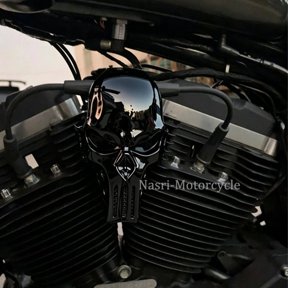 Engine Skull Coil Cover Side Guard For Harley Sportster XL1200 XL883 2004-2022