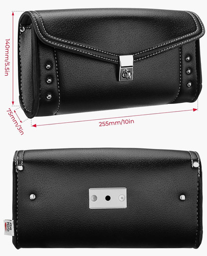 KEMIMOTO Motorcycle Windshield Bag Windscreen Studded Pouch One Size, Black