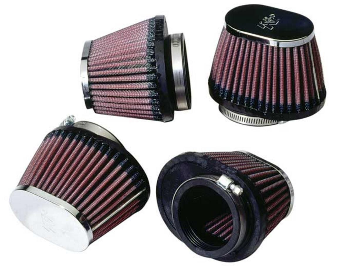 K&N Engineering Clamp-On Custom Oval Tapered Air Filter – Chrome End Cap