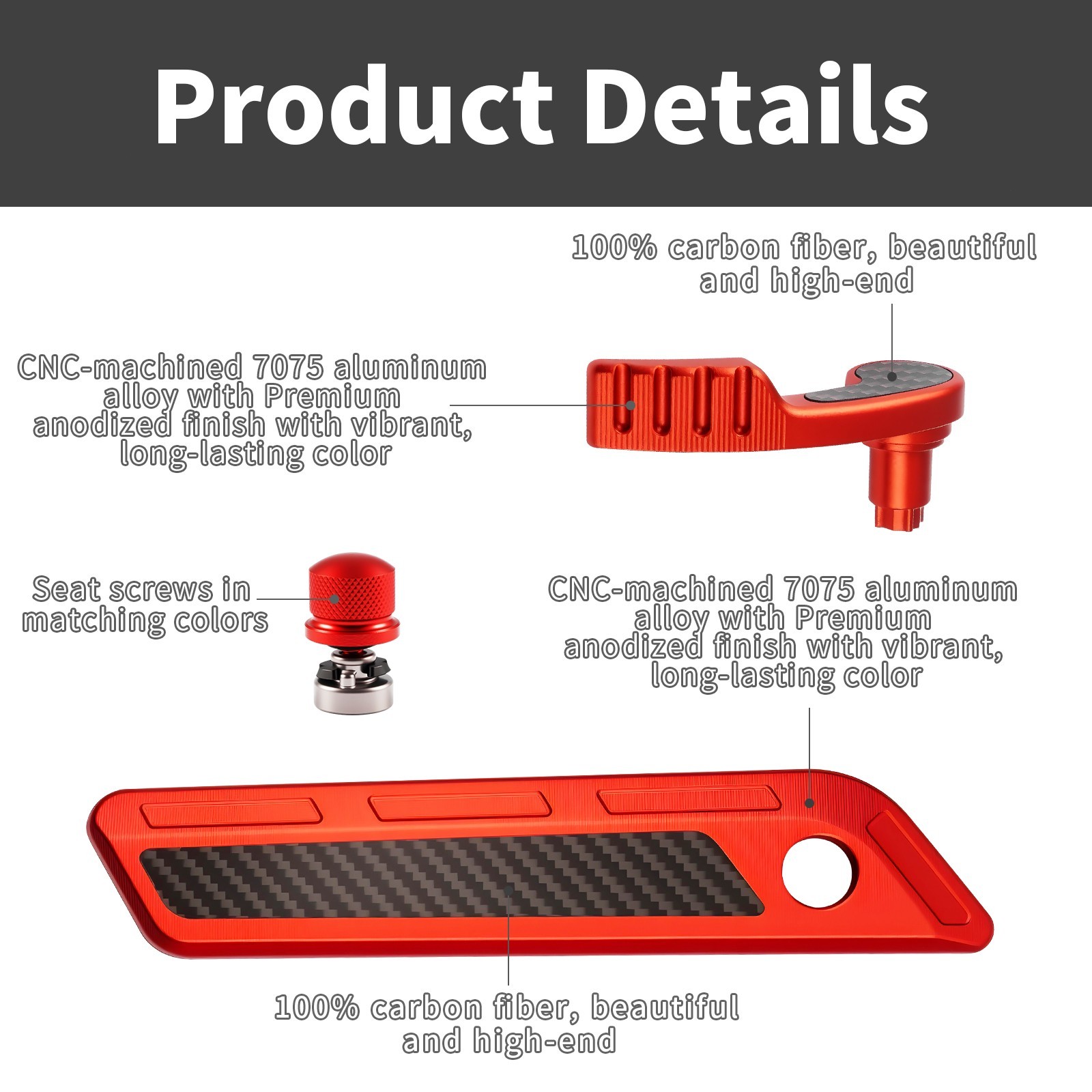 Red Saddlebag Hinge Latch Covers+Handle kit For Harley Touring FLHX FLHR 2014-23
