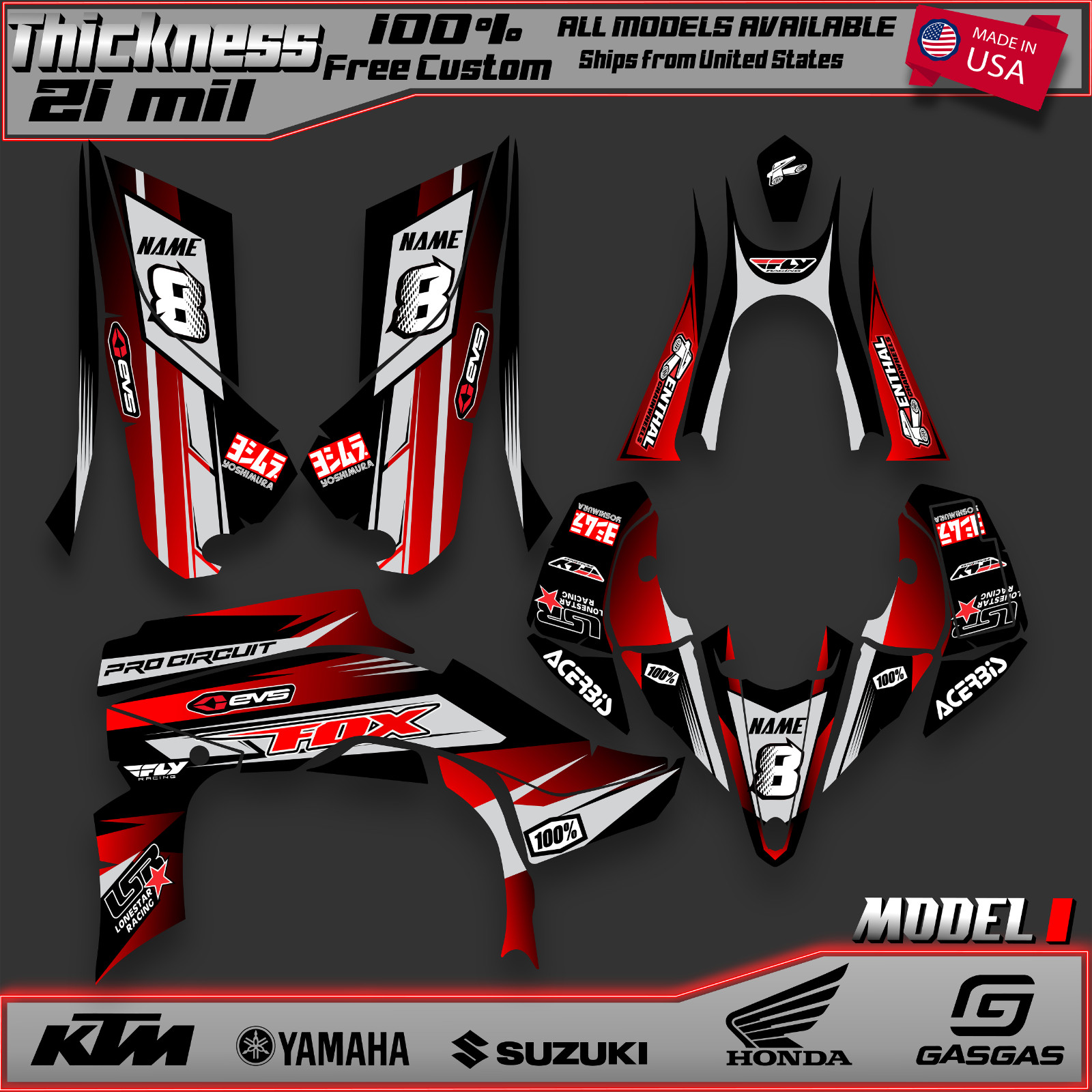 Yamaha YFZ 450R 450X Graphics decal kit stickers 2014 2016 2017 2018 2019 2022
