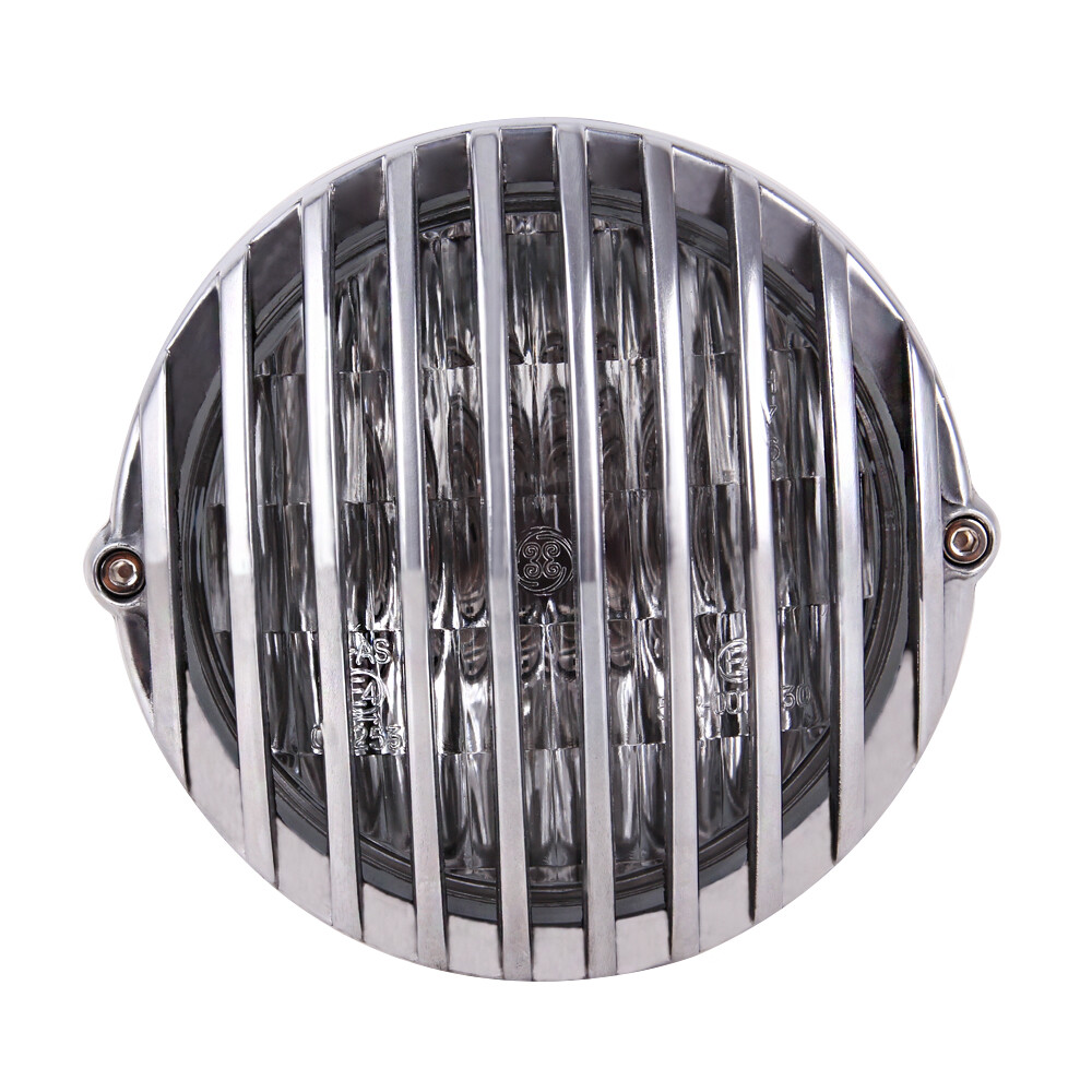 Motorcycle 4.7″ Finned Grill Headlight For Harley Dyna Sportster Bobber Chopper