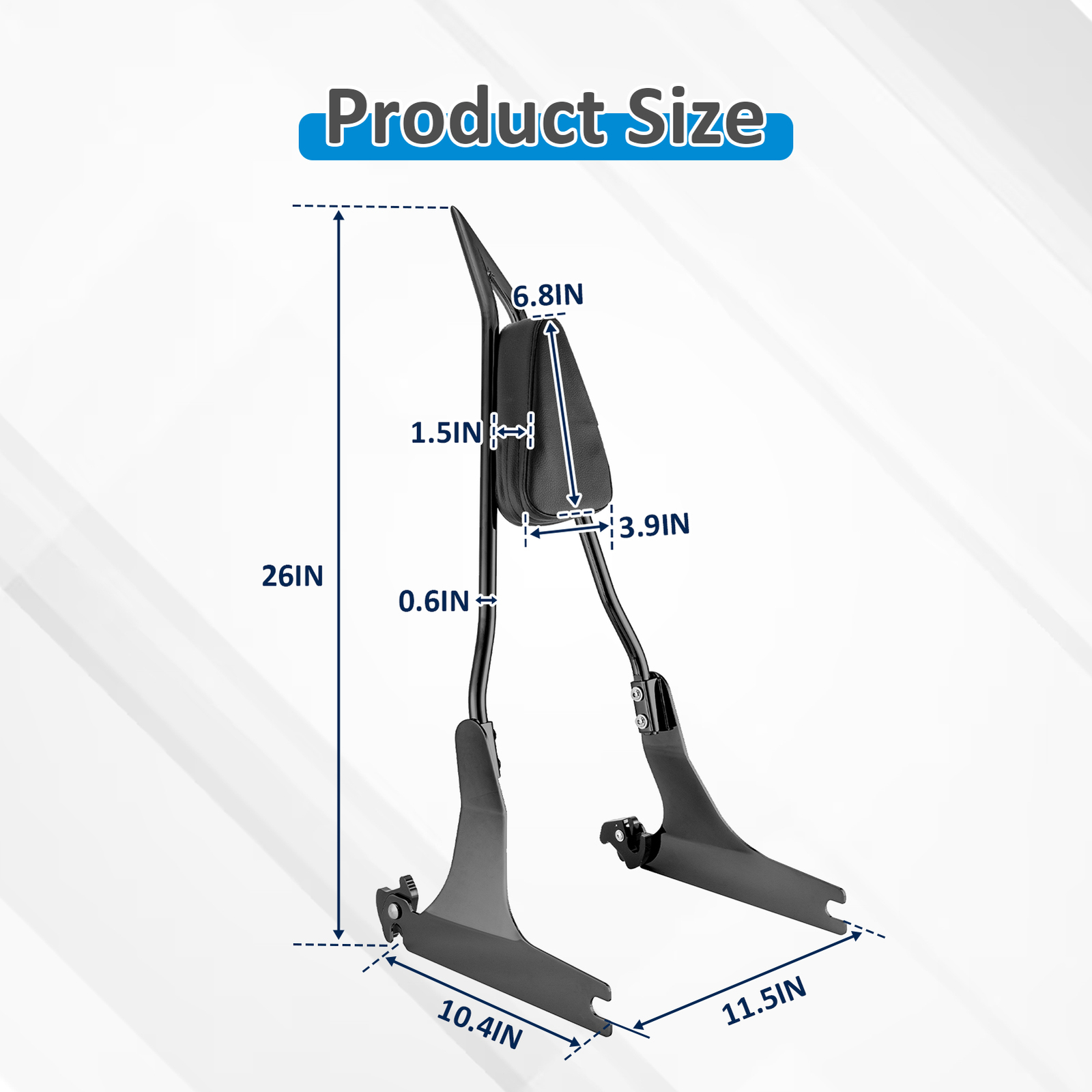 Gloss Black 26″Tall Backrest Sissy Bar For Harley Dyna Street Bob Low Rider FXDL