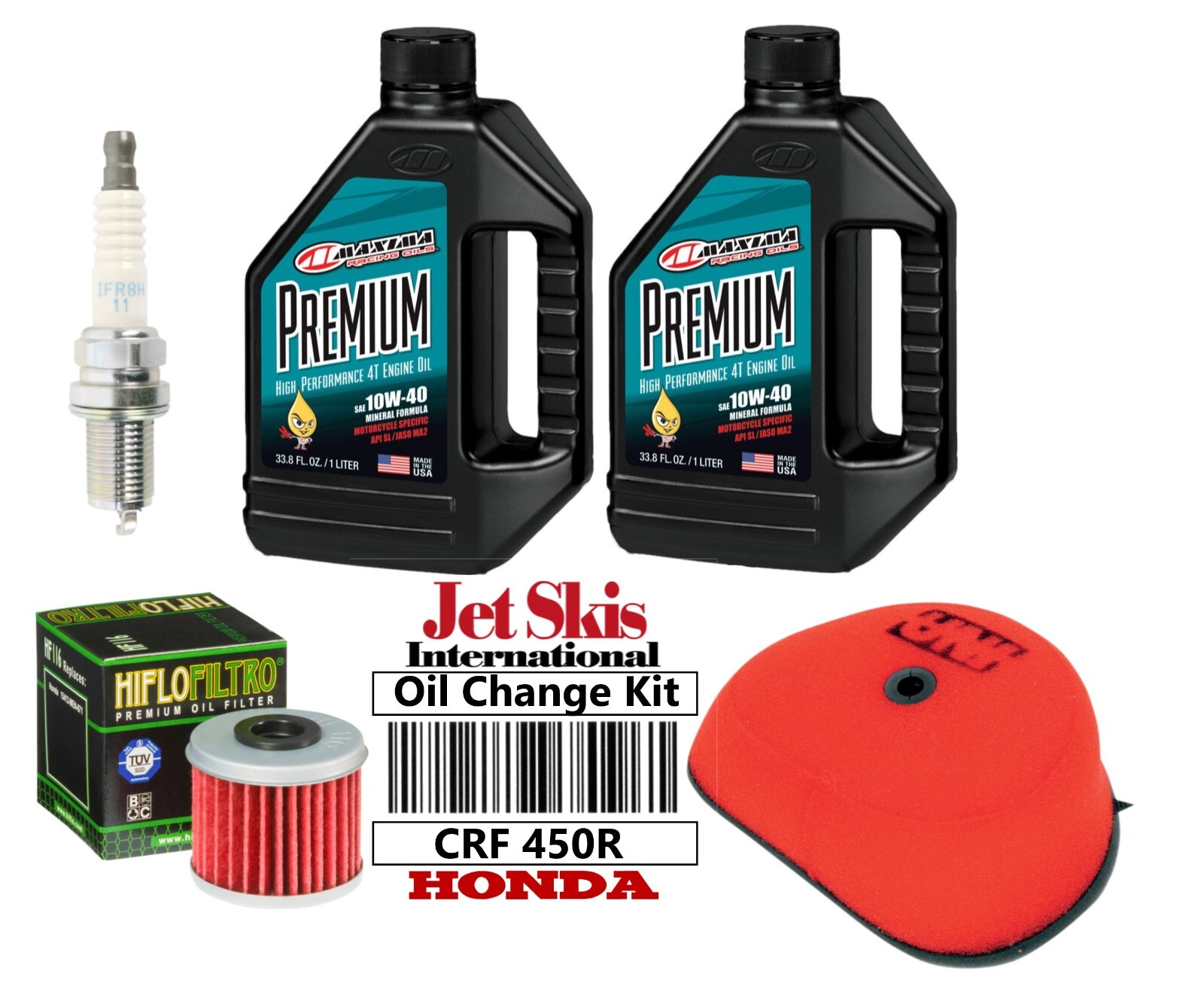 Premium Oil Change Kit Honda CRF 450R Uni Air & Oil Filter NGK Plug IFR8H-11