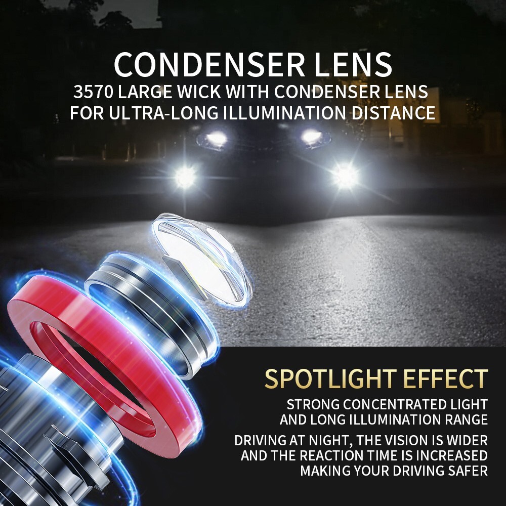 2X 9006 HB4 LED Laser Headlight Bulb Projector Lens auto Fog Light super white