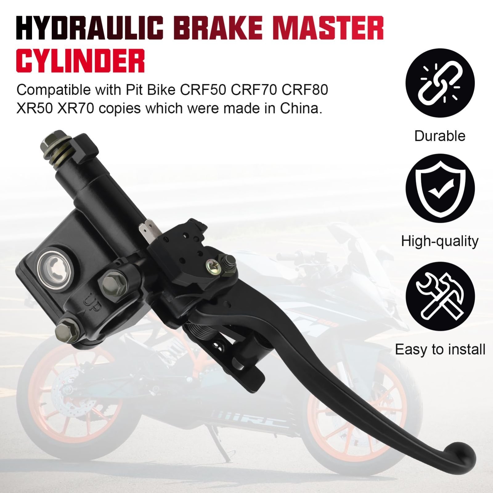 Left Handlebar Hydraulic Brake Master Cylinder Lever Pump for 50cc-250cc ATV, Di