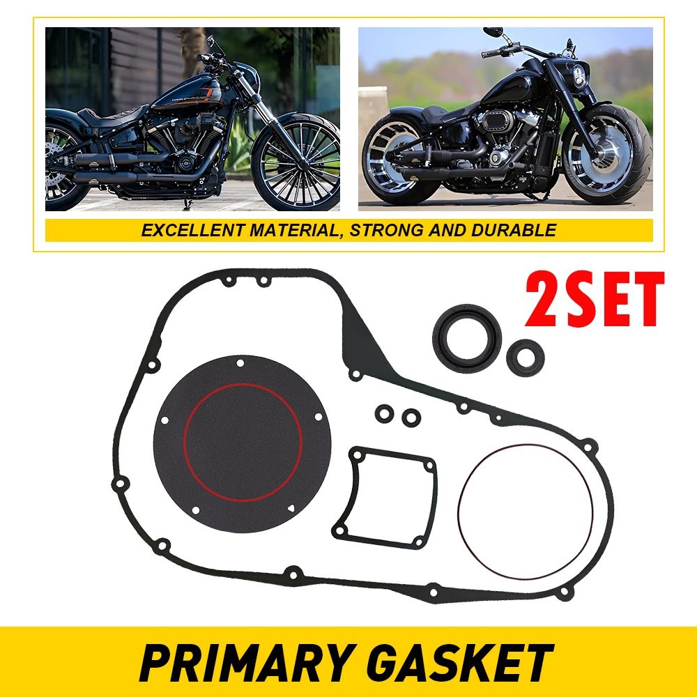 2Set Primary Gasket Kit with Seal O-Ring Compatible for Harley Davidson Electra