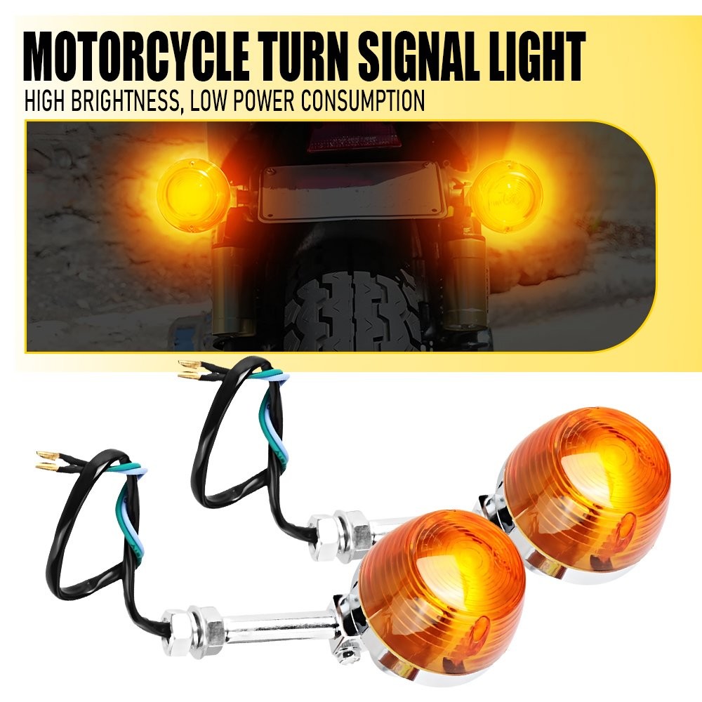 Universal Turn Signal Indicators Lights Pair For 12V Motorcycles/Motorbikes 10mm