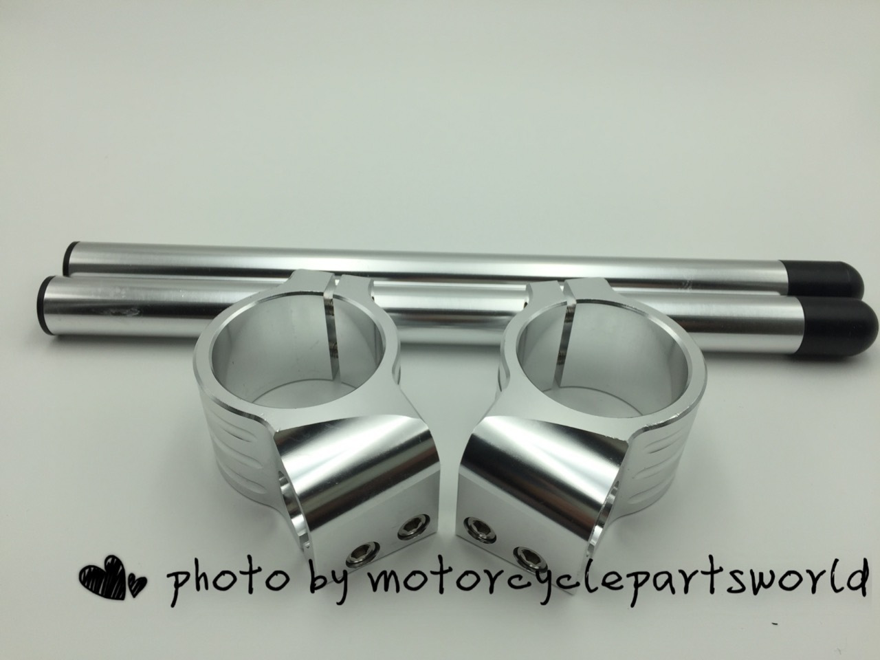 Silver 35mm Cafe Racer Bar 7/8″ Motorcycle Universal Clip-On Handlebar Fork Tube