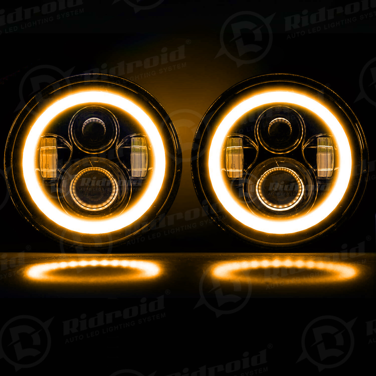 7″ inch Round LED Headlight w/ Red Halo DRL for Harley Davidson Fat Boy FLSTF