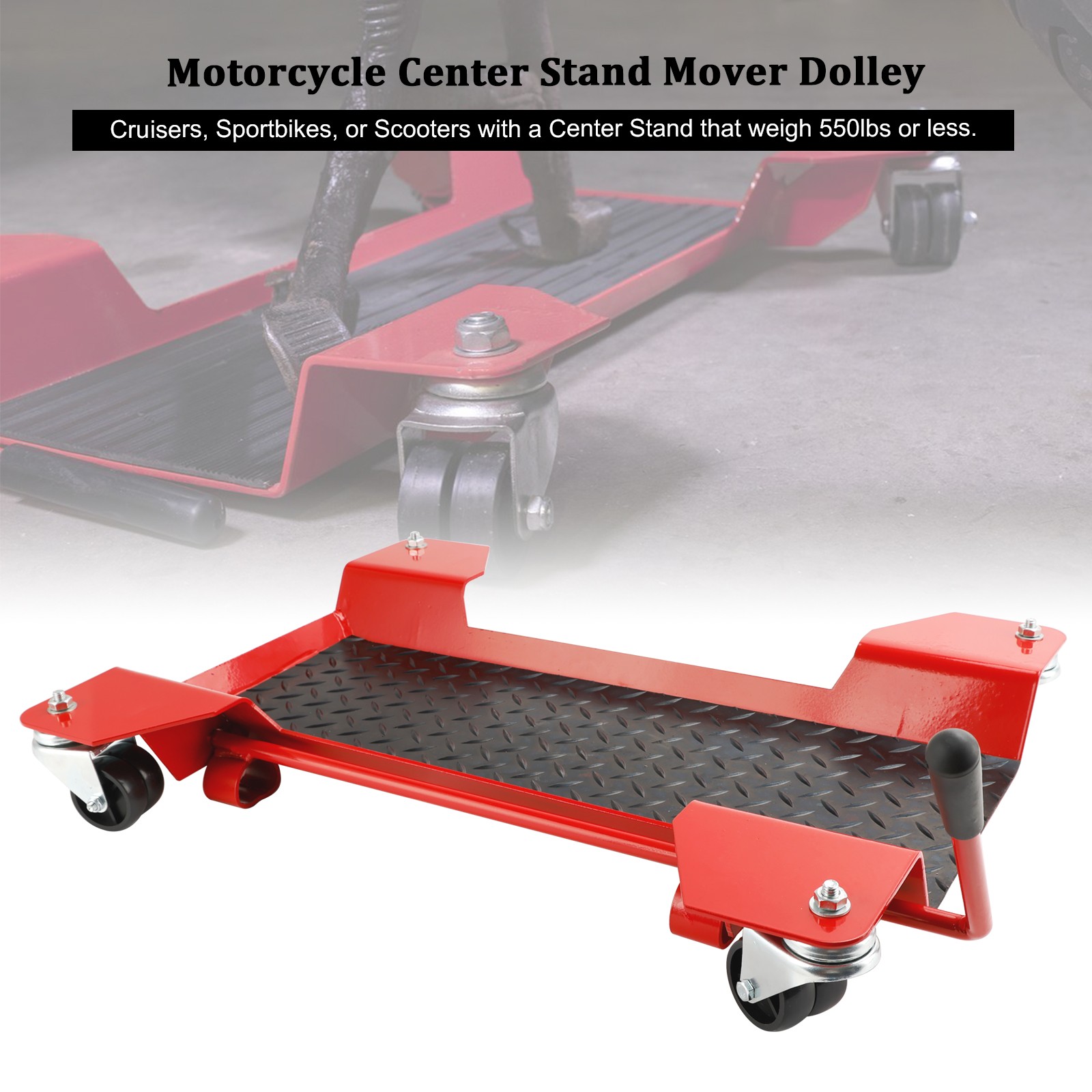 Motorcycle Centre Stand Moving Dolly Trolley Platform 360 Degree Casters 250kg