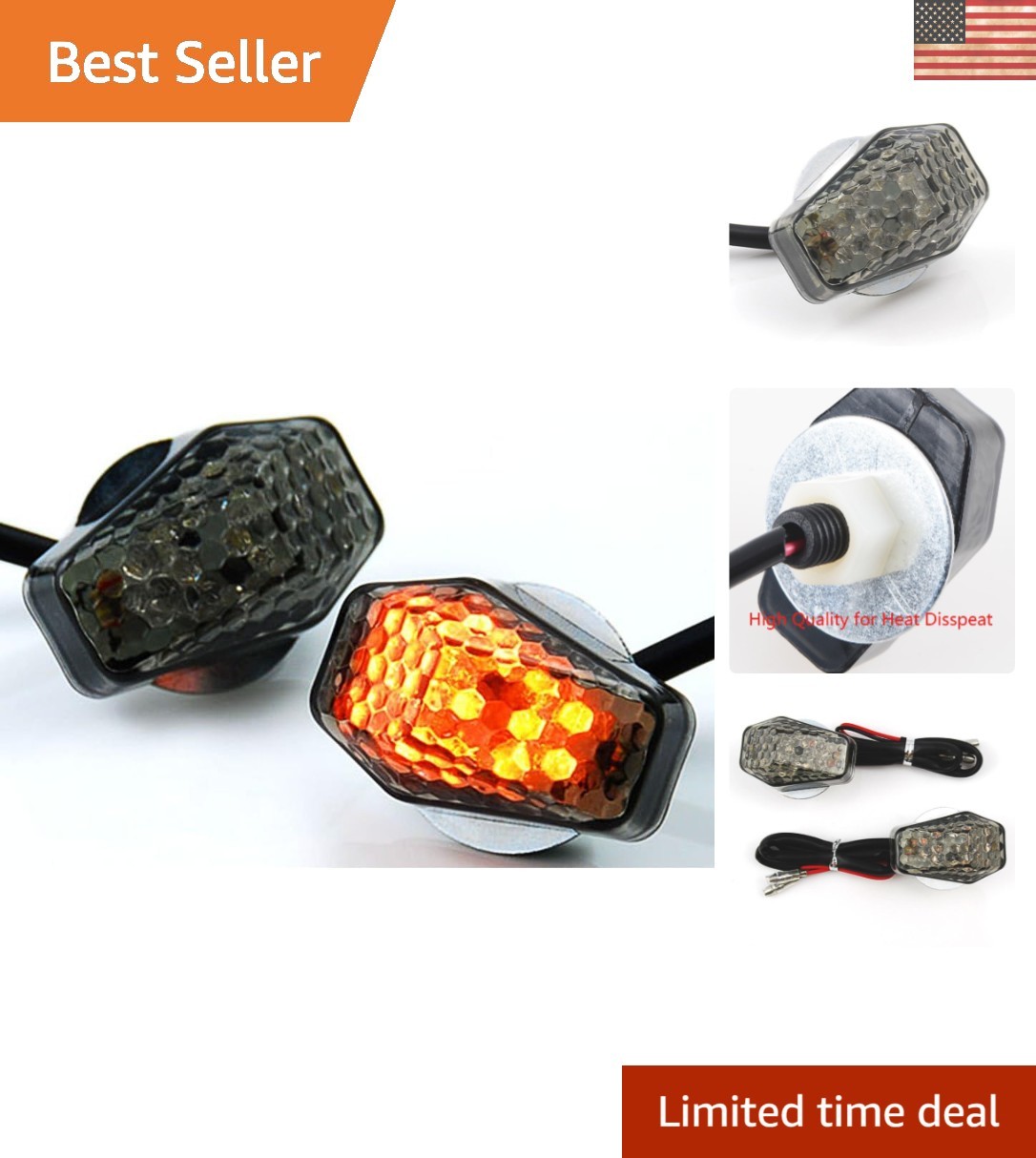 Durable Waterproof Amber LED Turn Signal Indicators for Sport Bikes – Custom Fit