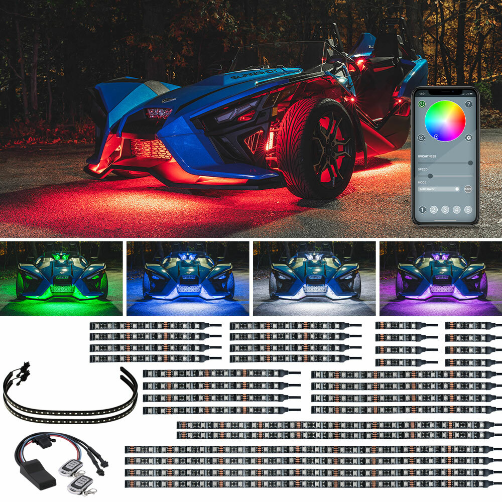 LEDGlow 32pc Bluetooth Advanced Million Color Lighting Kit for Polaris Slingshot