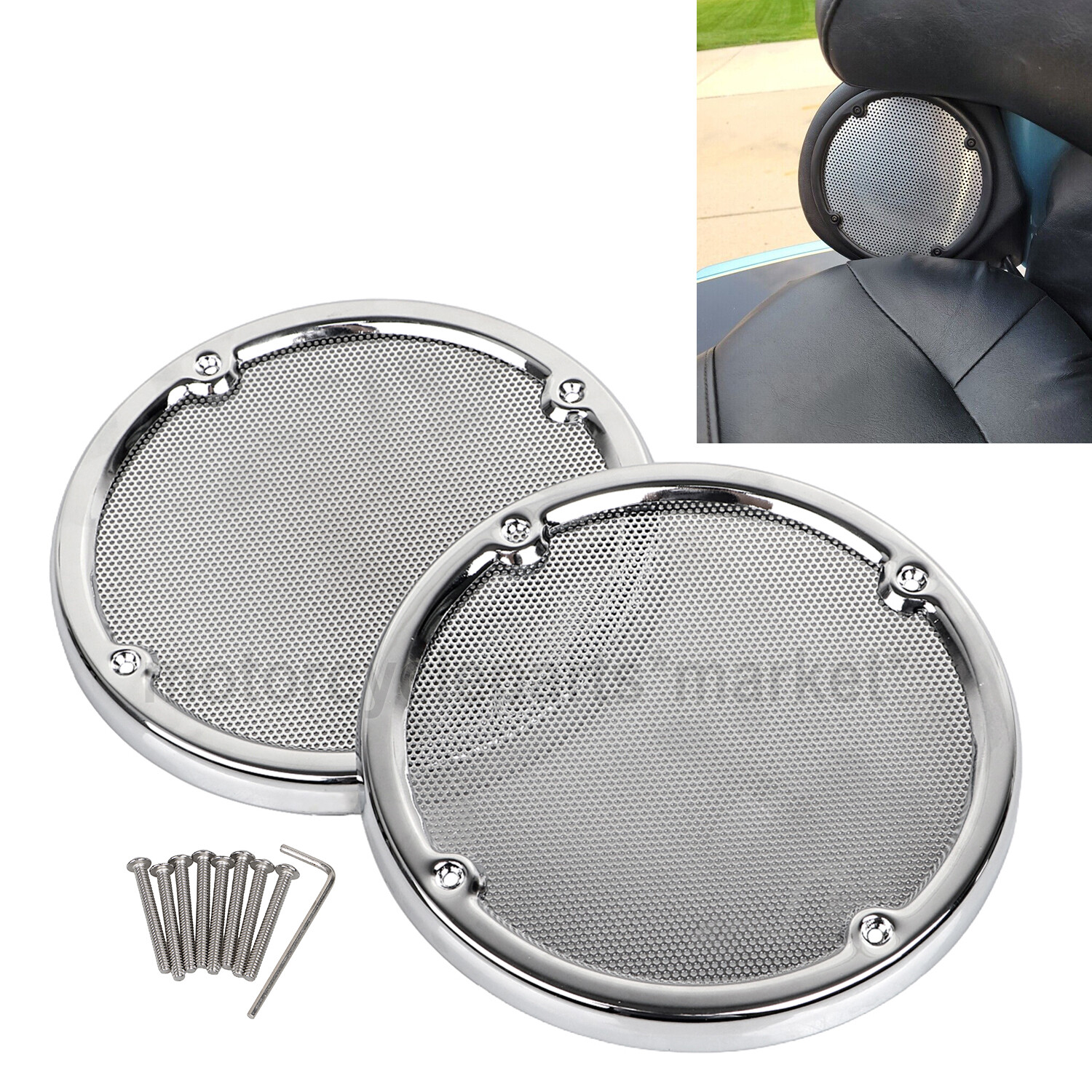 Rear Speaker Trim Grill Mesh Cover Fit For Harley 14-up Electra Tri Glide FLHTK