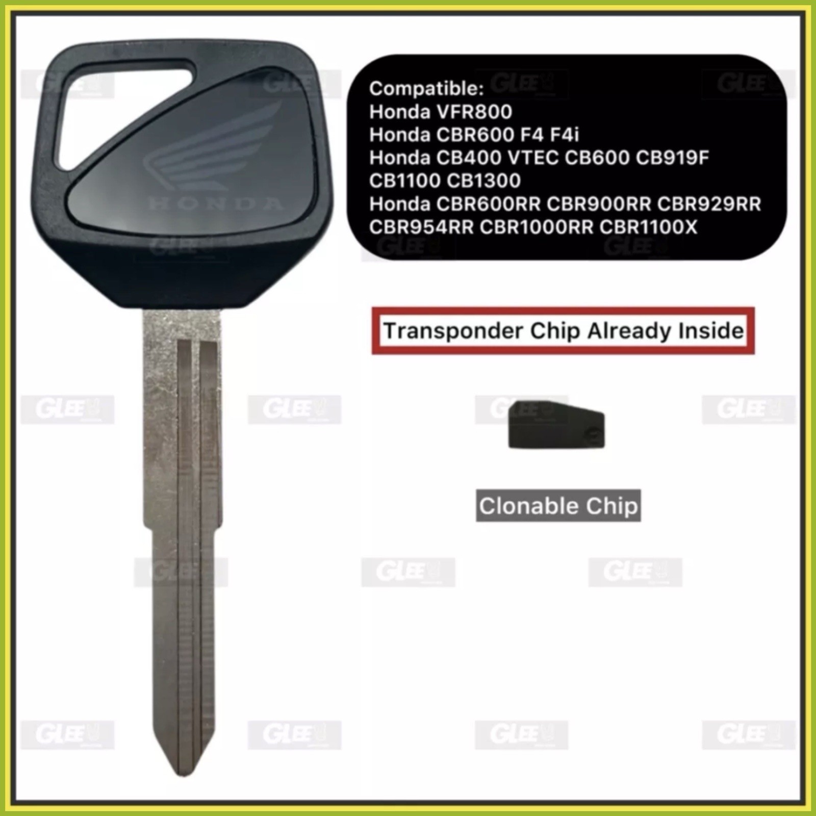 Compatible Honda CBR1100XX Blackbird HISS Key 1999–2007 Transponder Chip Key