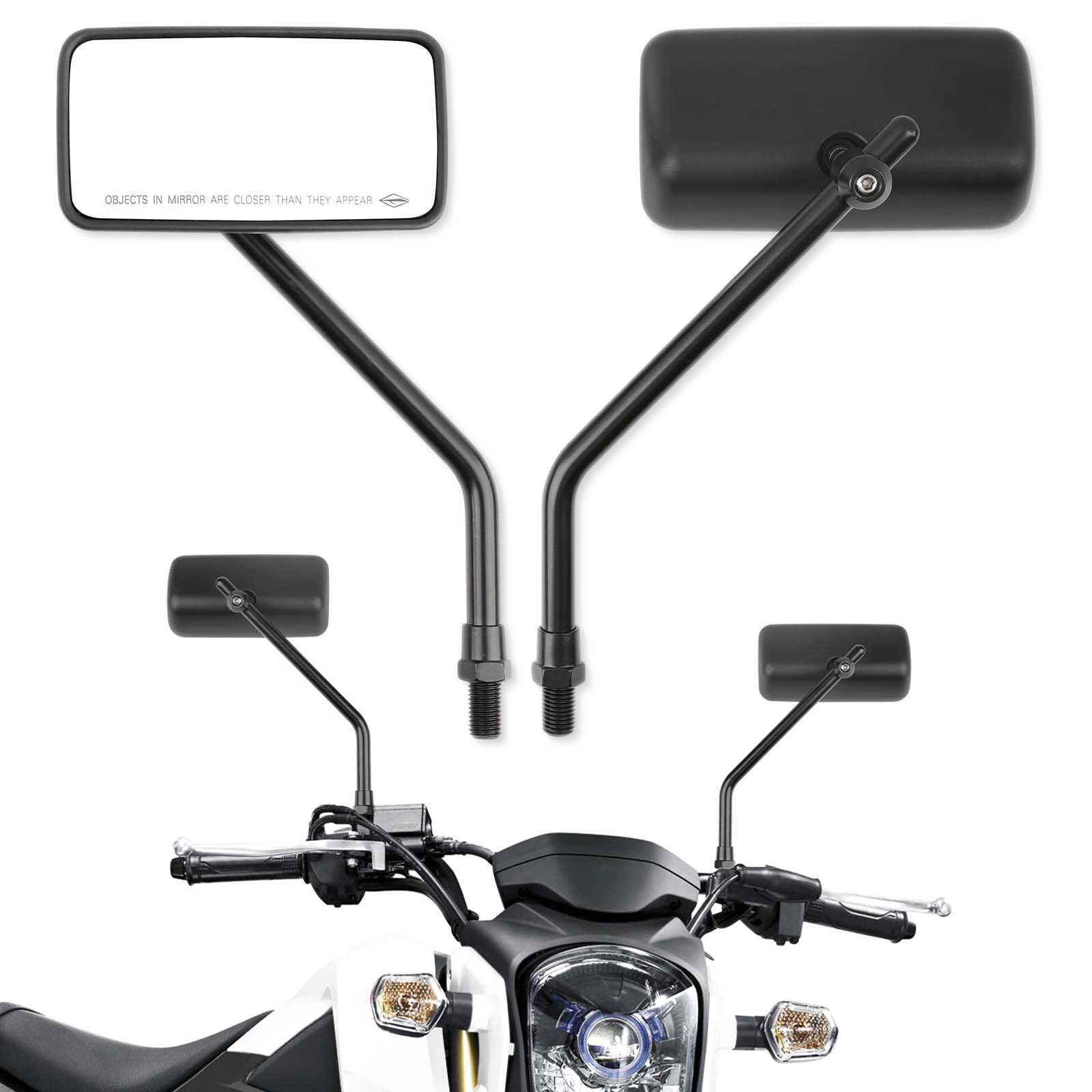 8mm 10mm Black Motorcycle Rear View Mirrors Rectangle For Vanderhall Auto Cycle