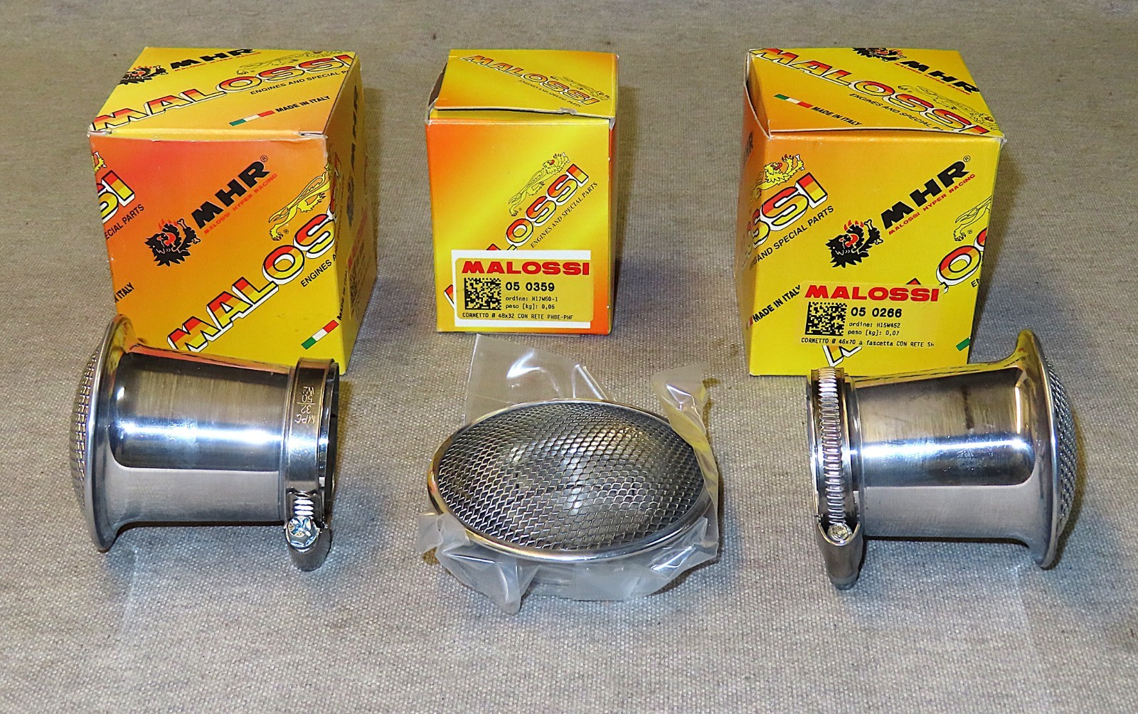 Malossi Clamp-On Velocity Stacks for Dellorto PHBH, PHF 24 32 36mm Ducati, Guzzi