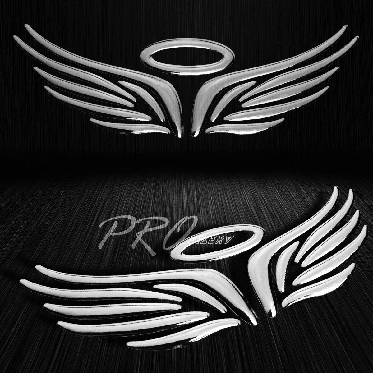 6″ Customizable Pieces Vinyl Emblem Decal Logo Fairing Sticker Wing/Angel Chrome
