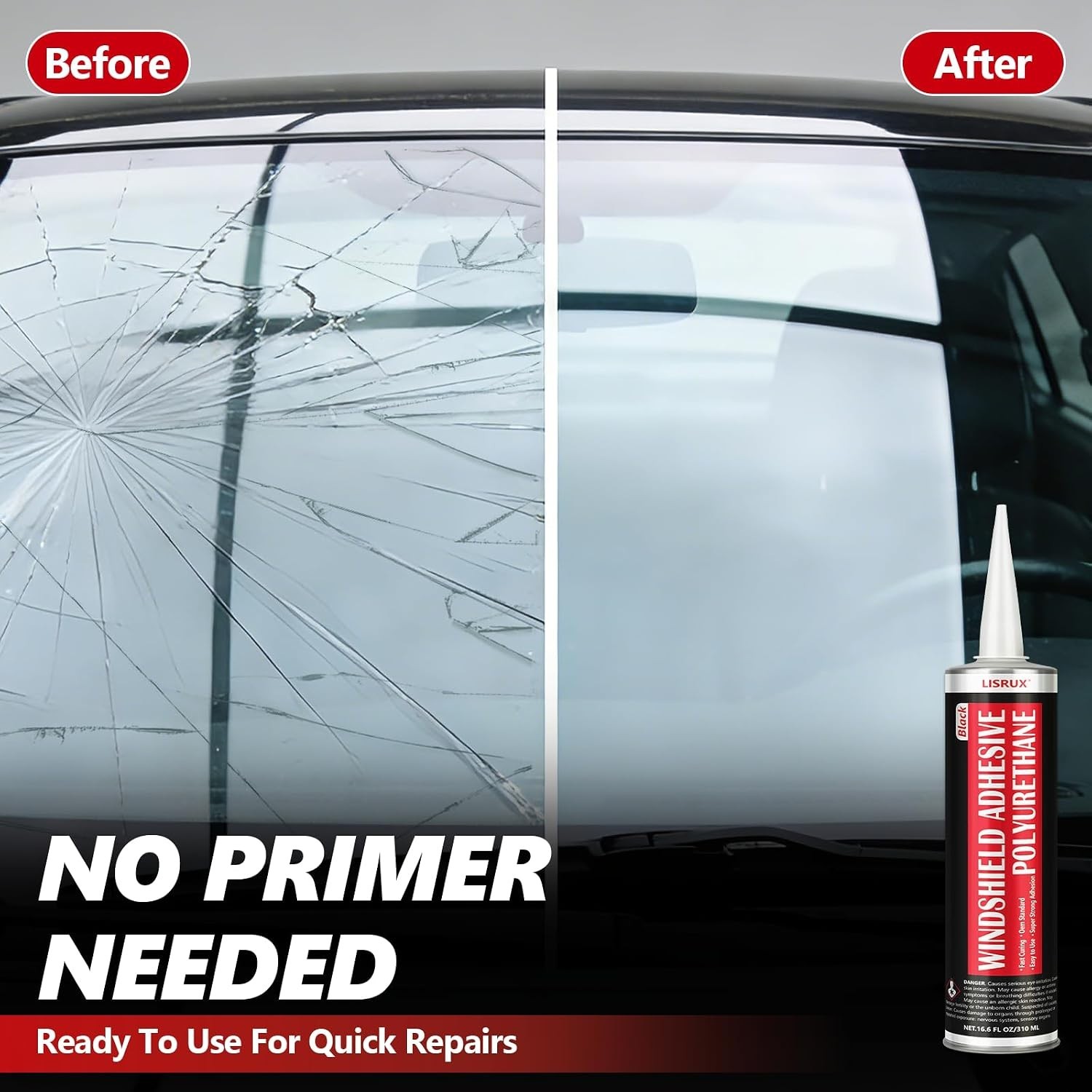 2 Pack Automotive Windshield Adhesive Sealant Black – Waterproof, Quick Cure