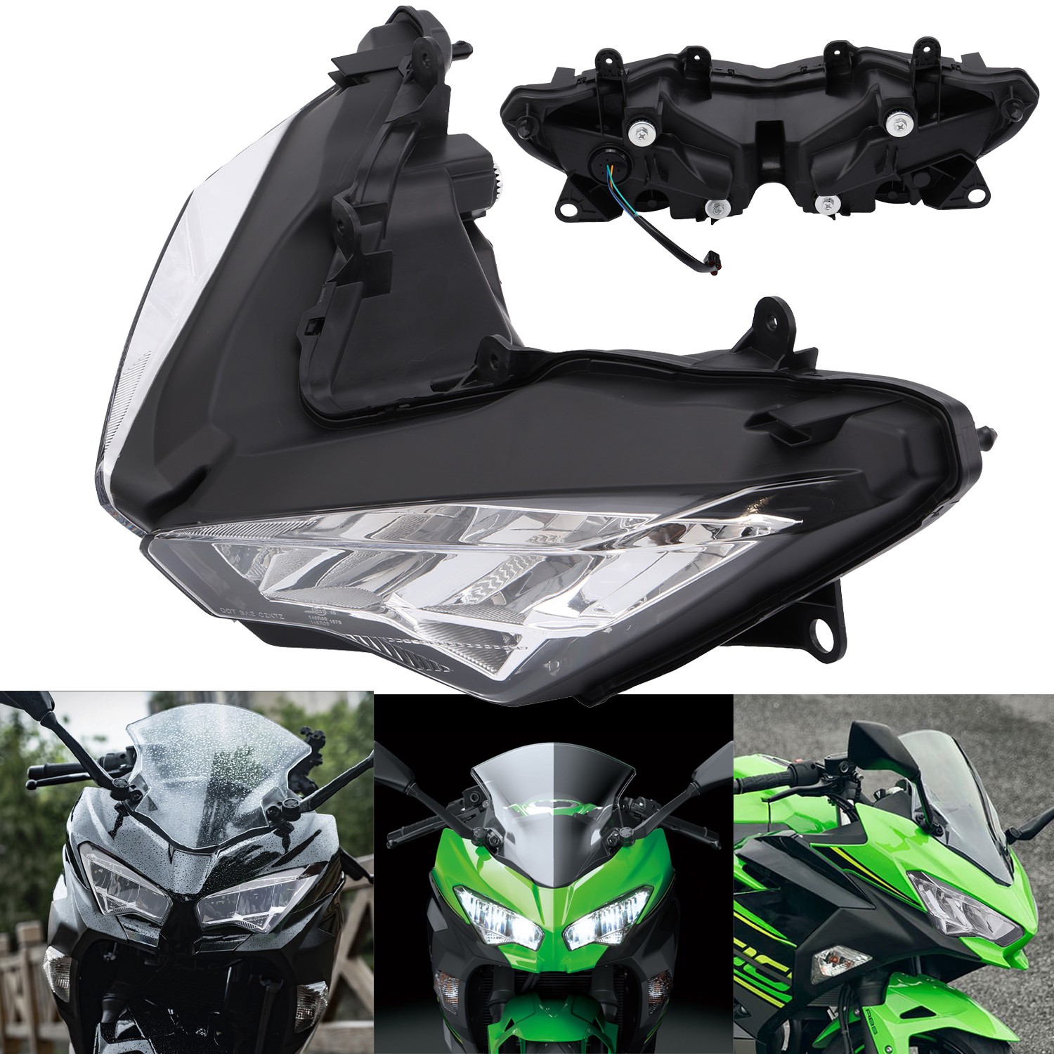 LED Headlight Headlamp Light Assembly Fit For Kawasaki Ninja 400 EX400 2018-2024