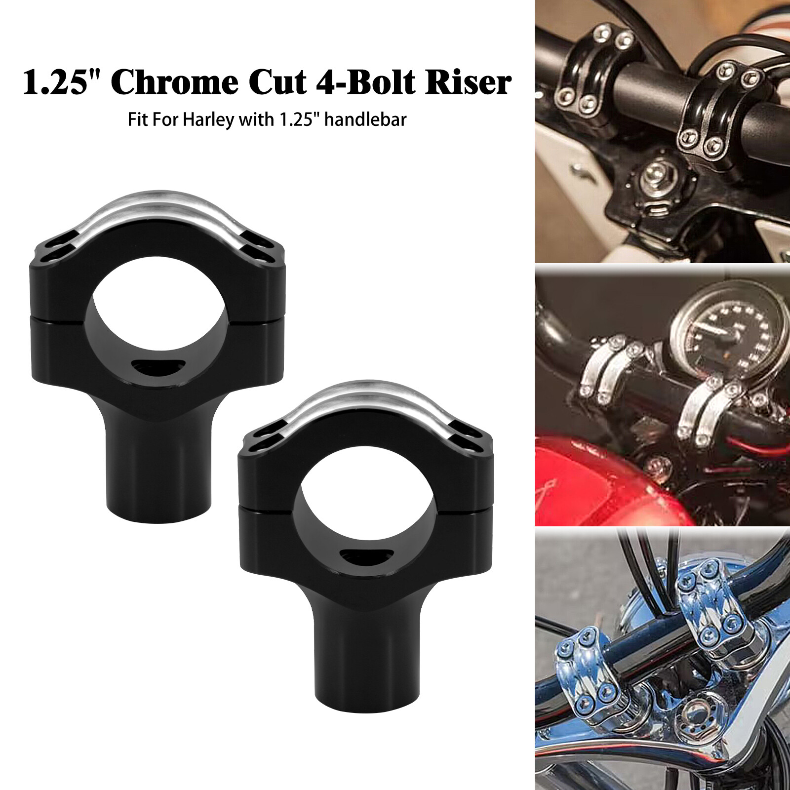 1.25” 32MM 4-Bolts Handlebar Riser Clamp Fit For Harley XL Dyna Touring Glides