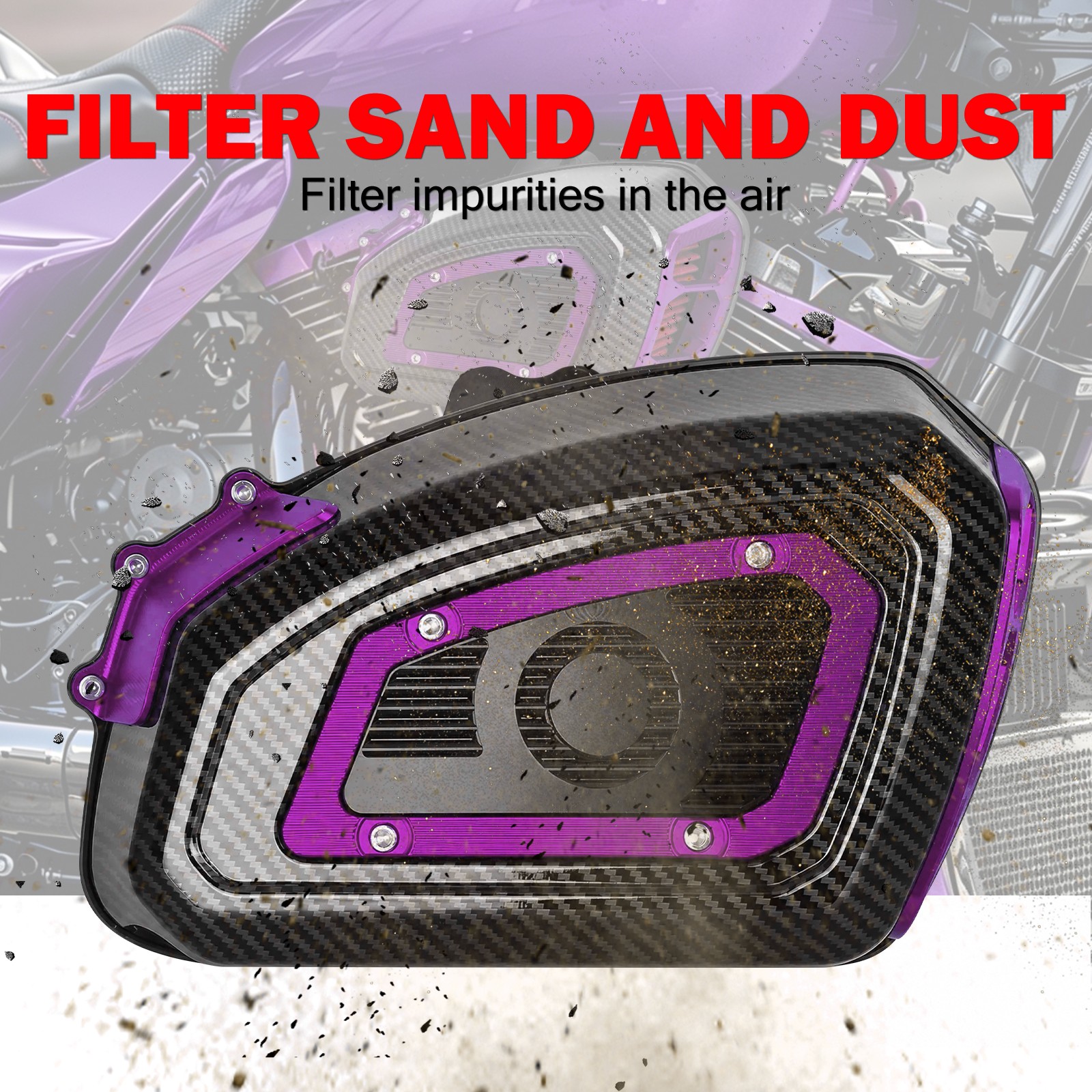 Air Filter Purple Air Cleaner For Harley Road Glide FLTRX ST FLTRXSTSE 2024-25