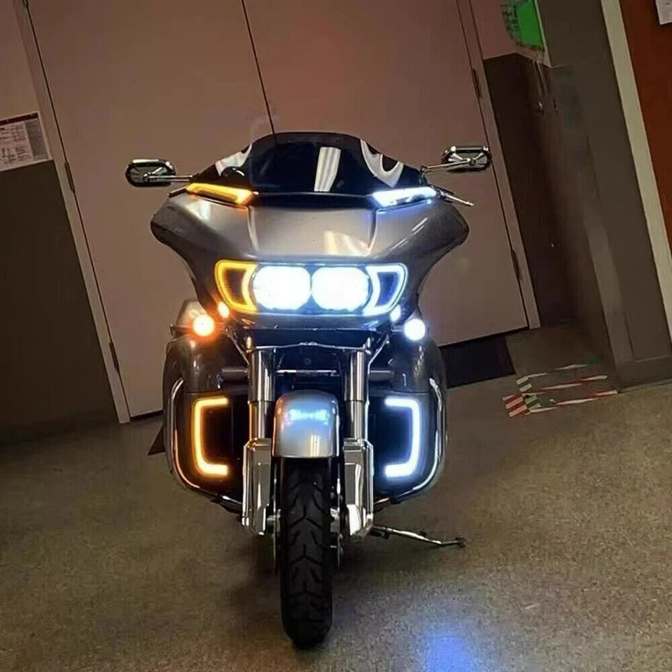 For 2015-2022 Harley Road Glide Headlight Fairing Windshield Trim LED Lights