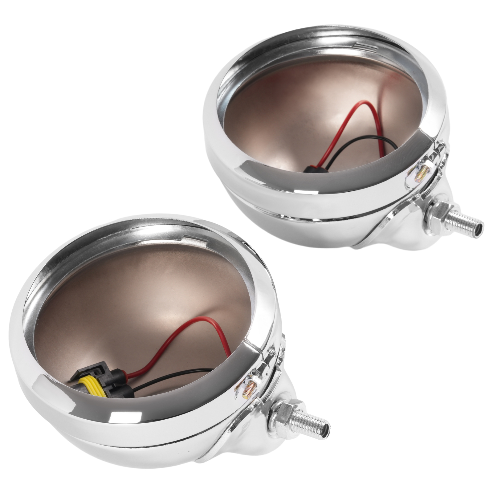 2x 4.5” Fog Passing Light Housing Chrome LED For Harley Street Glide/Road King