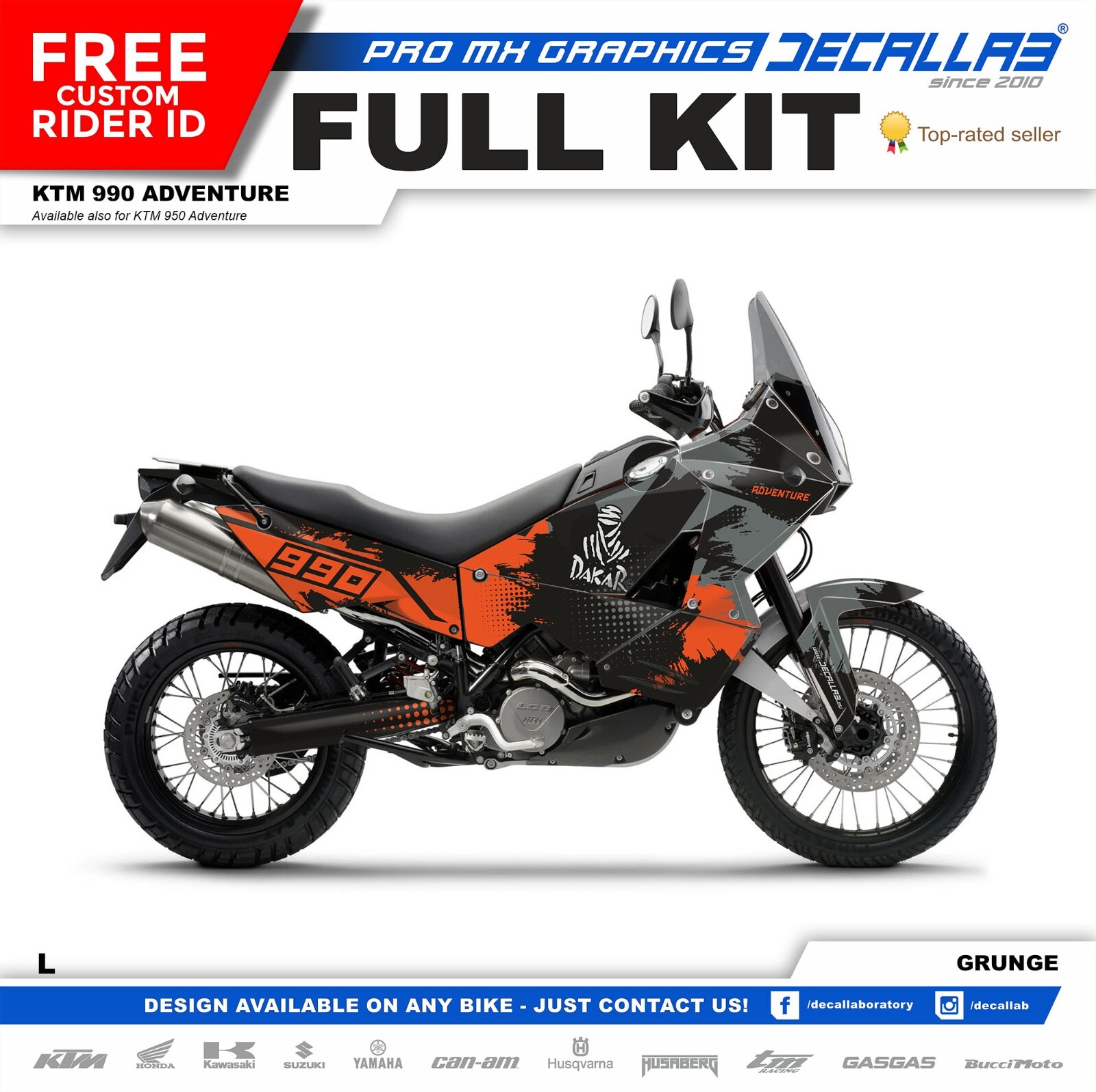 KTM Adventure 990 Graphics Stickers Aufkleber Kit WHITE / CHROME / HOLOGRAPHIC