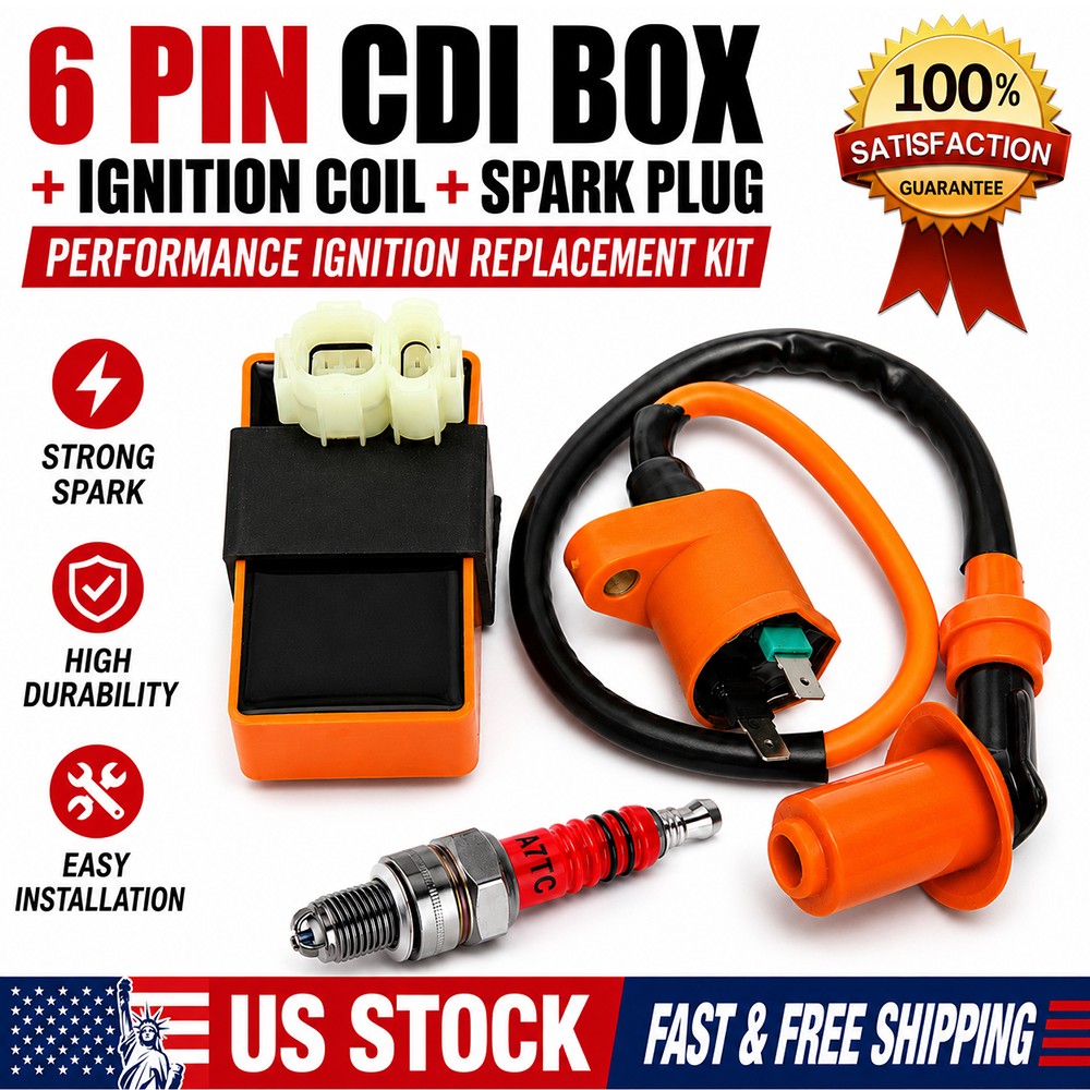 Racing Ignition Coil AC CDI BOX Spark Plug For GY6 50cc-150cc Moped Scooter ATV